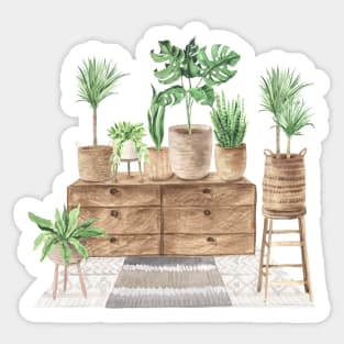 Boho Green Houseplants Sticker